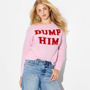 Wild Fable  Dump Him Cotton Pink Sweater Size Medium NWT